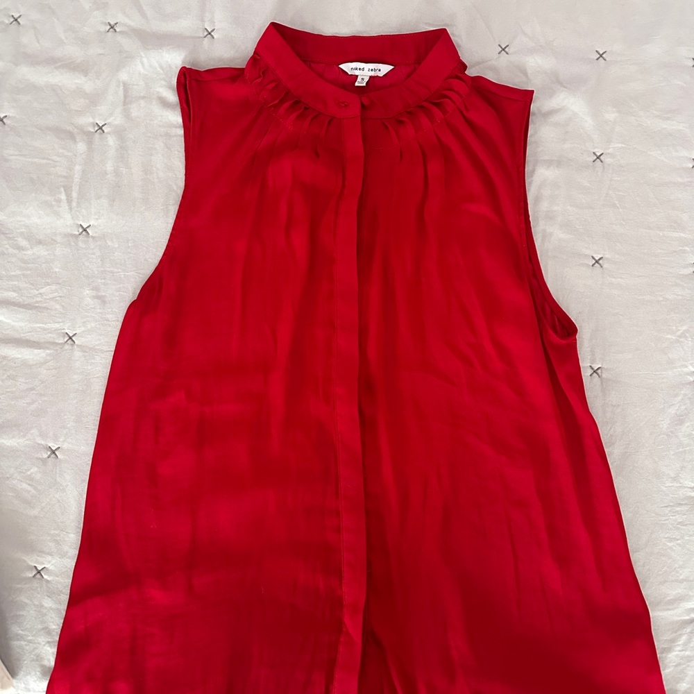 Naked Zebra Vibrant Red Sleeveless Blouse
